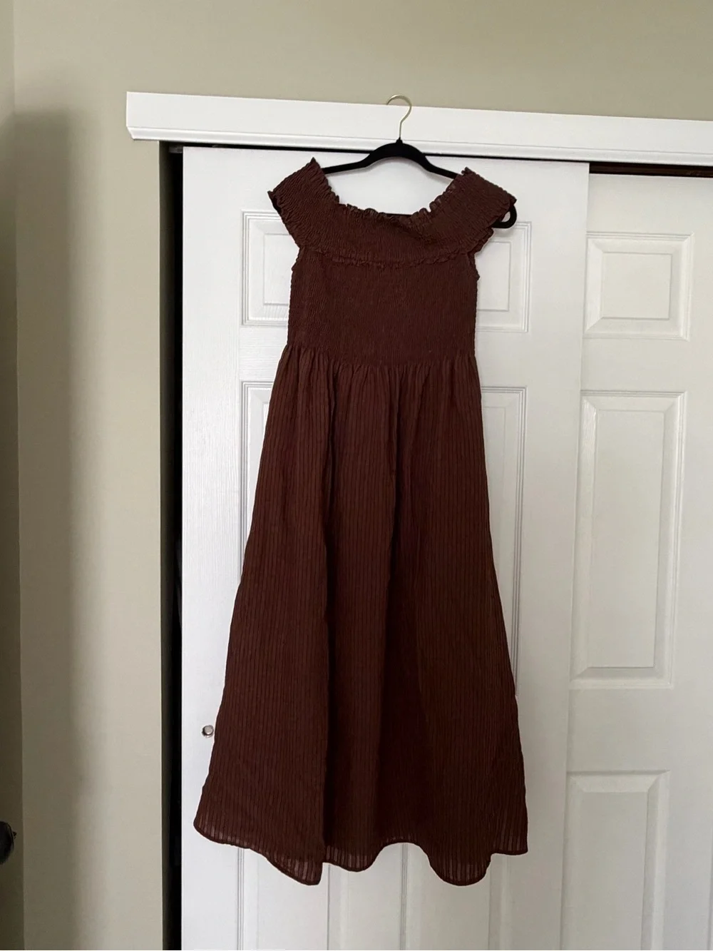 Hill House Marguerite Dress - Brown Tonal Searsucker - Picture 5 of 7